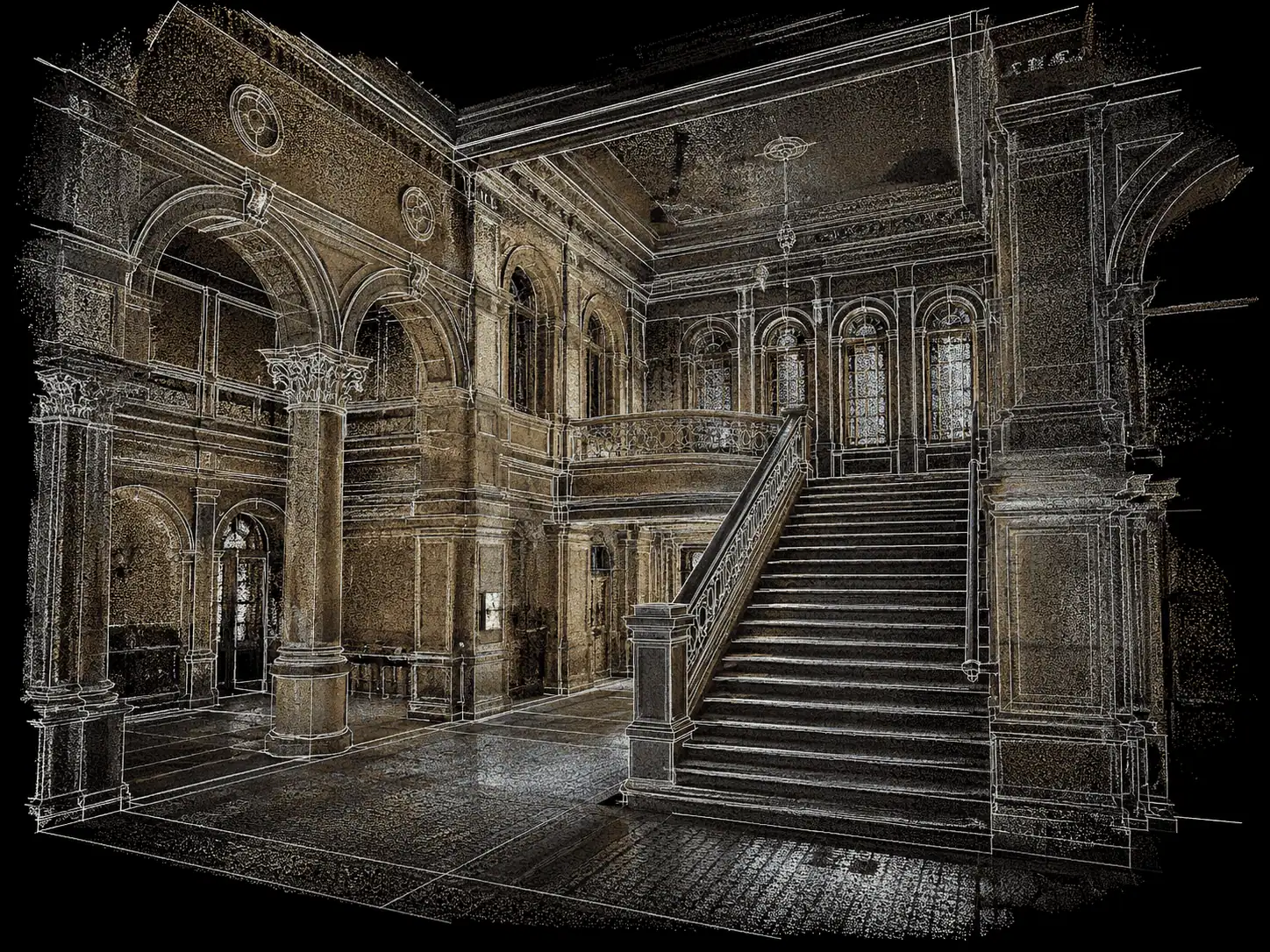 3D point cloud scan of a heritage building staircase interior